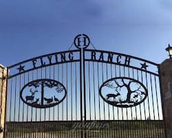 Wrought iron gate at a large estate