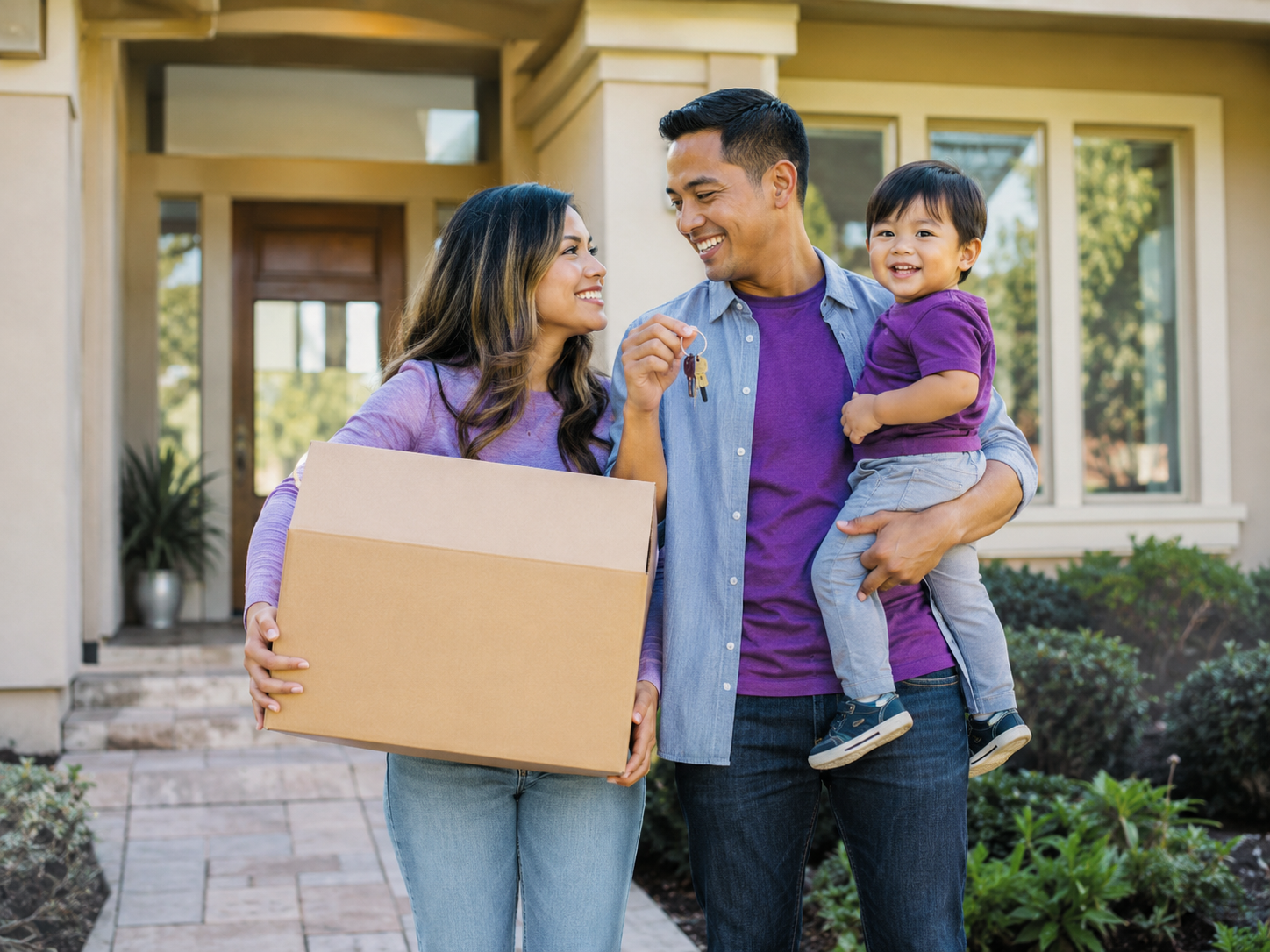 Family moving into a Katy rental home