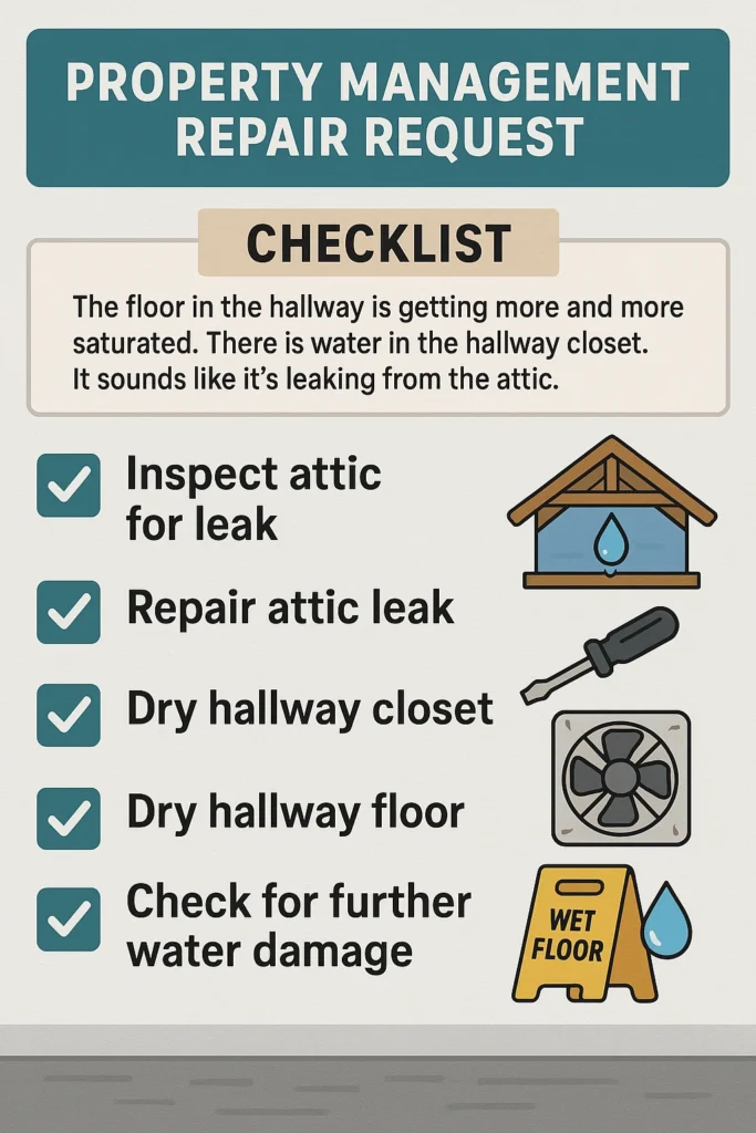property management hallway leak checklist